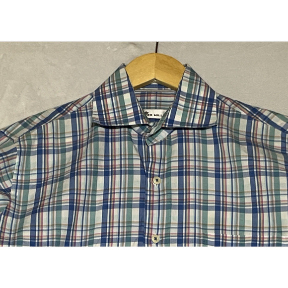 Peter Millar Button Up Collared Shirt Mens Small Plaid Cotton Spread Lightweight - Picture 5 of 12